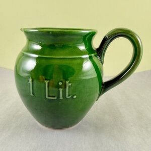 Italian Vintage Green Pottery One Liter Pitcher